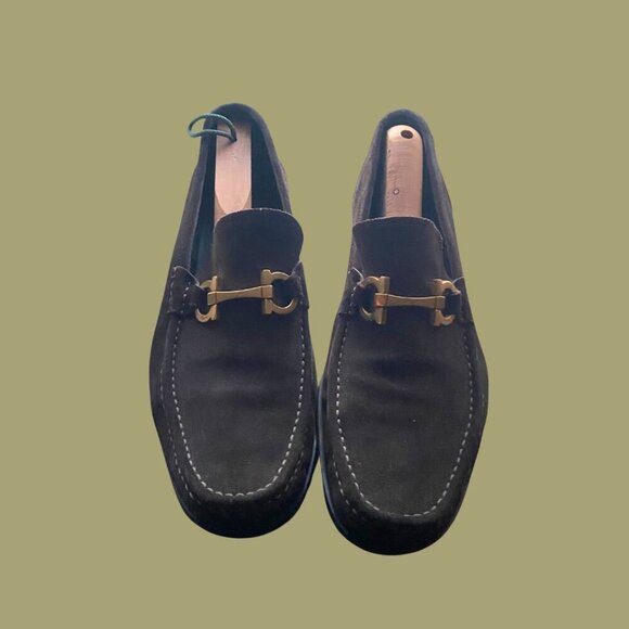 Salvatore Ferragamo Brown Suede Horsebit Loafers – Size 13.5 (Made in Italy) - Picture 4 of 6